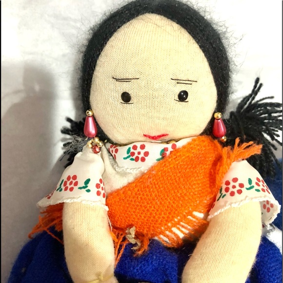 DOLL handmade Woven Wool made in south america souvenir native doll 6” NWOT - Picture 6 of 8